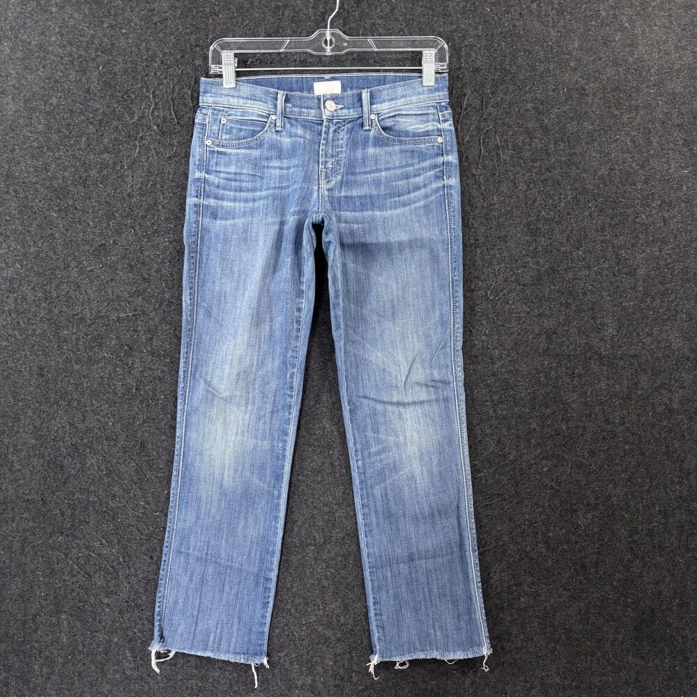 Mother The Rascal Cuff Jeans Women's 25 Blue Adios To My Old Life Straight Raw